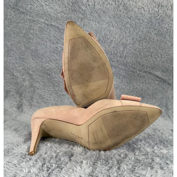 Tahari Betsy Suede Pumps Blush Pink Bow Women's Size 11 Dress Shoes Heels - Picture 5 of 9